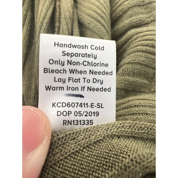 Peyton Jensen Ribbed Duster Cardigan Size XS Open Front Long Sleeve Olive Green - Picture 7 of 7